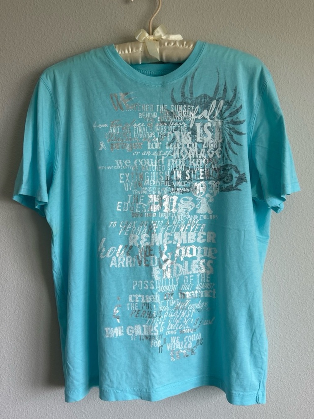 Vintage Y2K Express Aqua Graphic Crew Neck T Shirt